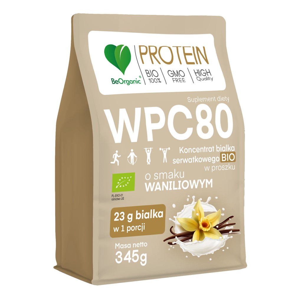 Białko Serwatkowe WPC 80 Waniliowe BIO 345 g - BeOrganic