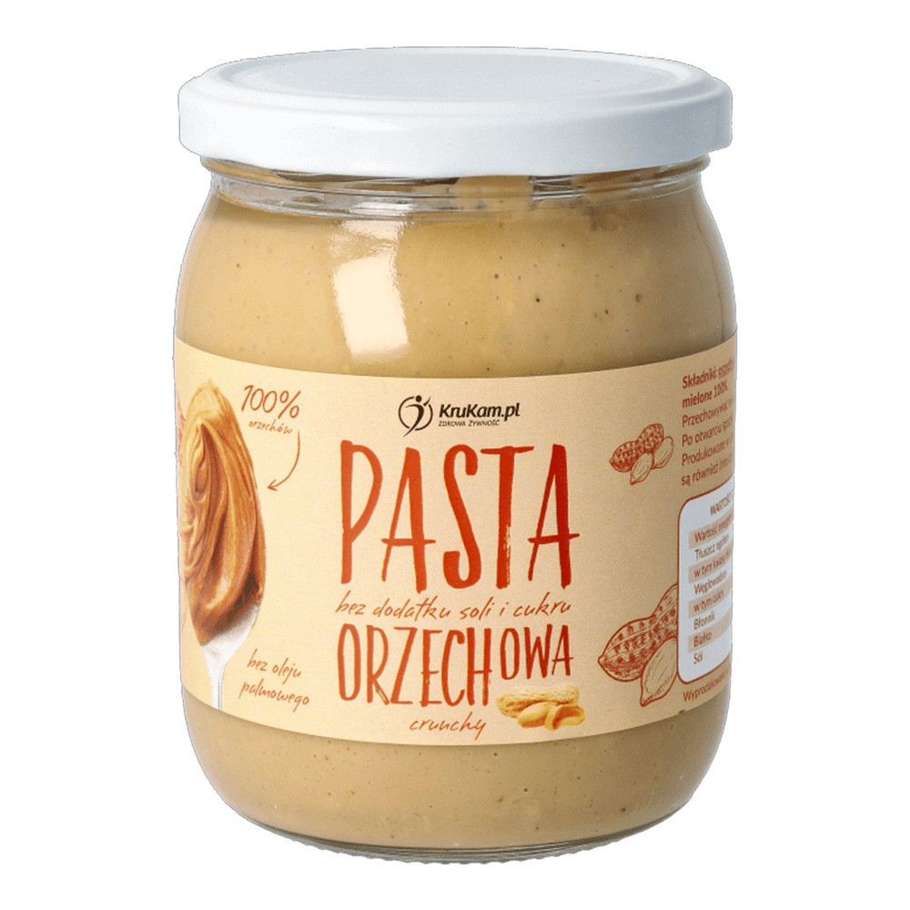 KruKam Pasta Orzechowa Crunchy z kawałkami orzechów 100% 500g