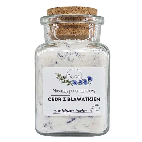 Mayram, musujący puder kąpielowy, Cedr z Bławatkiem, 130 g