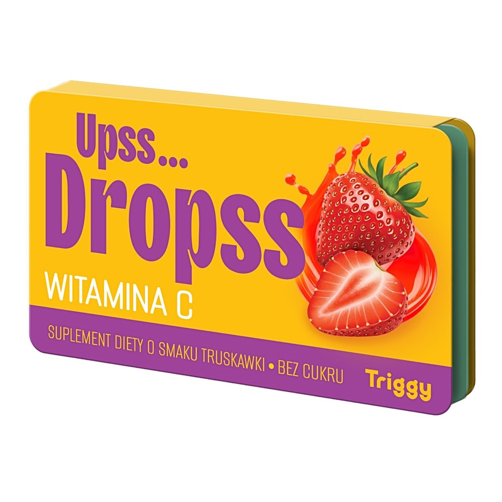 Triggy Upss… Dropss, witamina C, smak truskawkowy, 15 pastylek do ssania