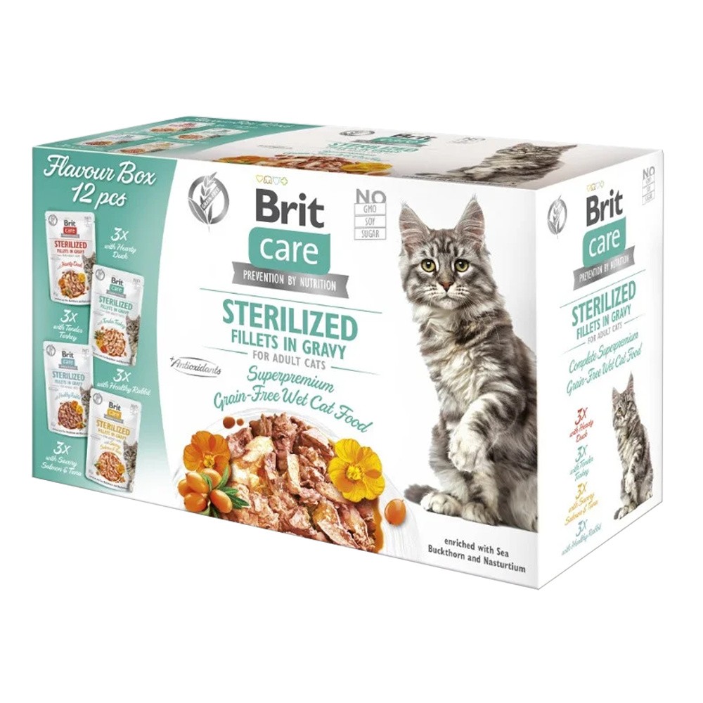 BRIT CARE Cat Sterilized Fillets in Gravy mix 12x85g