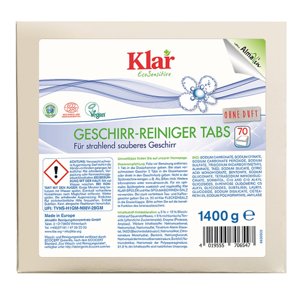 Klar EcoSensitive Tabletki do zmywarek eco 70 szt.
