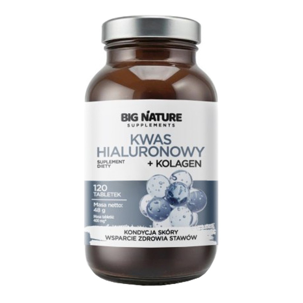 Big Nature Kwas hialuronowy + Kolagen - suplement diety 120 tab. - suplement