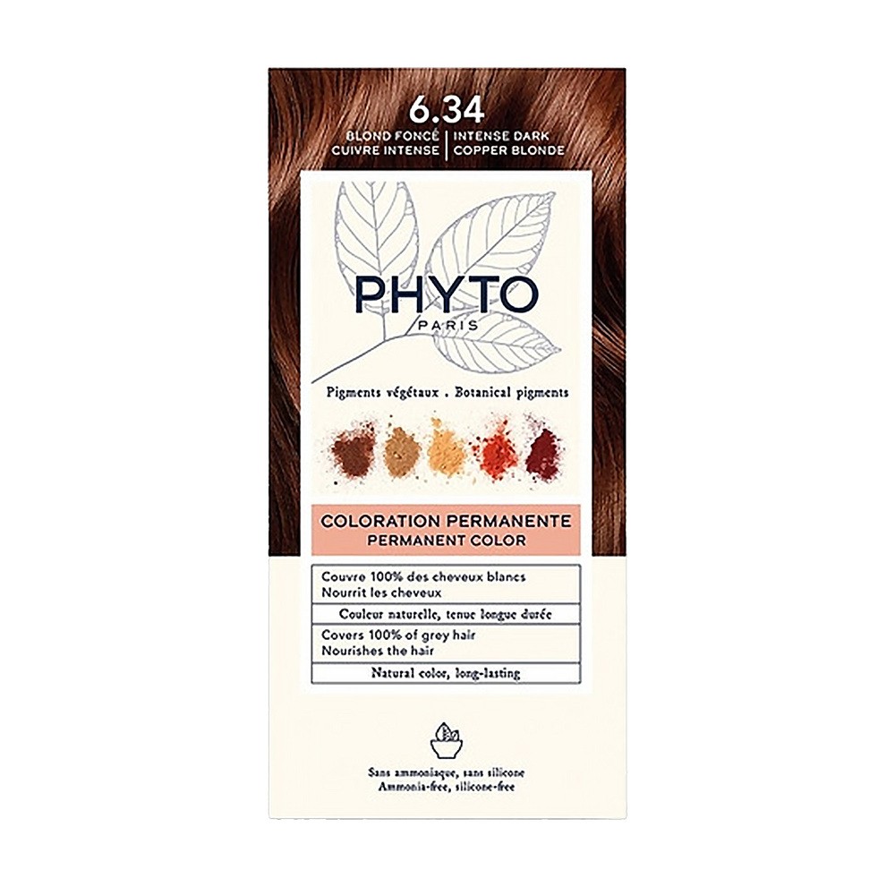 Phyto Color 6.3, farba do włosów, ciemny miedziany blond, 1 sztuka