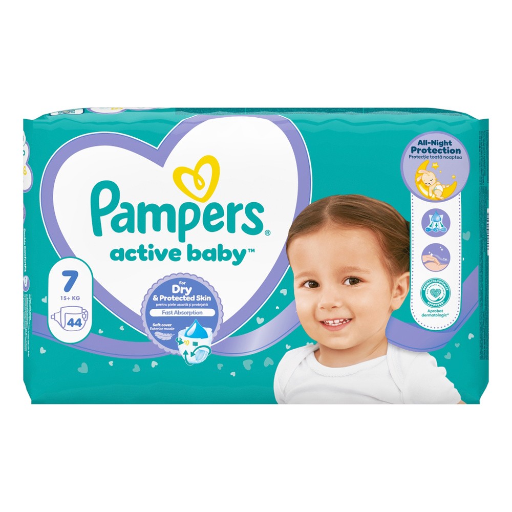 Pampers Active Baby pieluchy rozmiar 7 powyżej 15 kg 44 sztuki