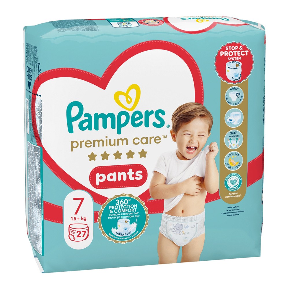 Pampers Pieluchomajtki Premium Care Pants, rozmiar 7 (17+ kg) 27 szt.