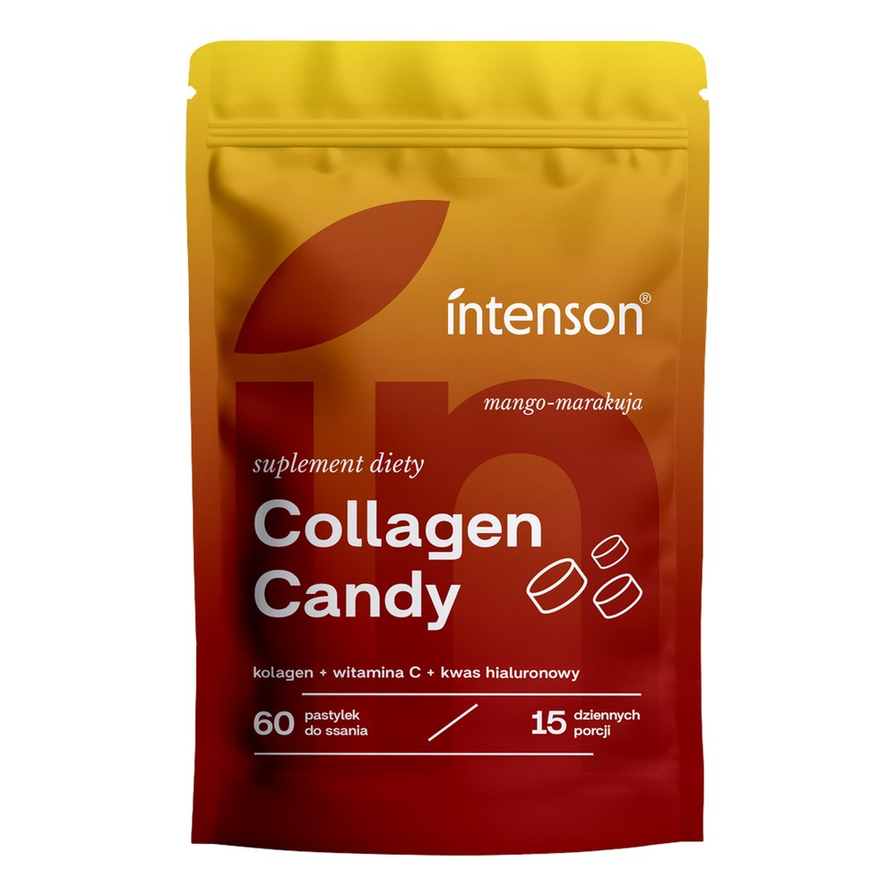 Intenson Collagen Candy, smak mango-marakuja, 60 pastylek do ssania