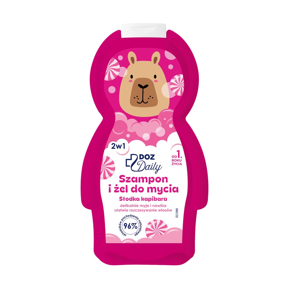 DOZ Daily, szampon i żel do mycia 2w1, słodka kapibara, 350 ml
