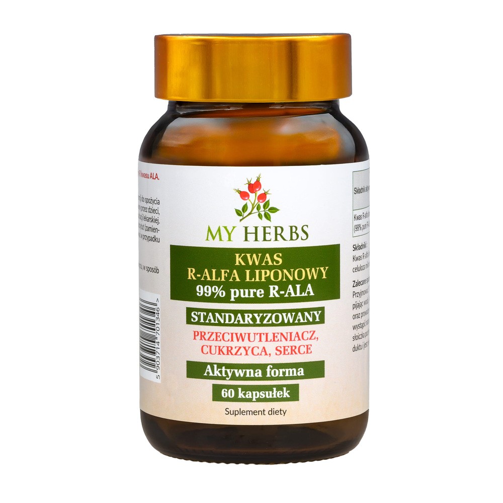 Bio Herbs, Kwas R-alfa liponowy R-ALA 200 mg, 60 kaps.
