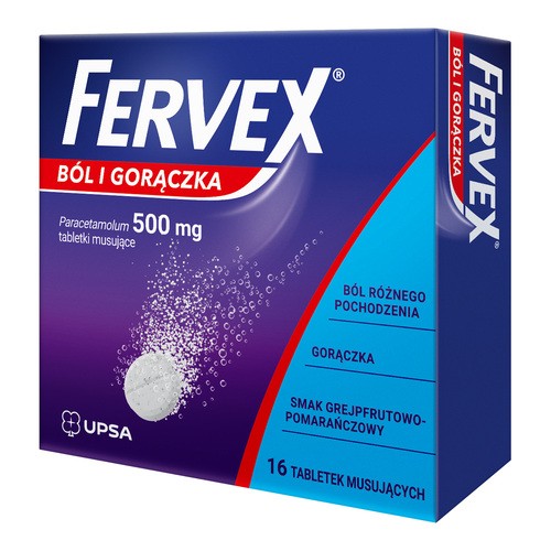 Fervex ból i gorączka, tabletki musujące, 16 sztuk