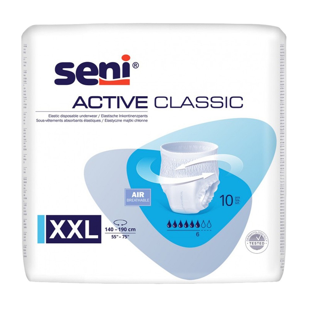 Seni Active Classic, majtki chłonne, XXL, 140-190 cm, 30 sztuk