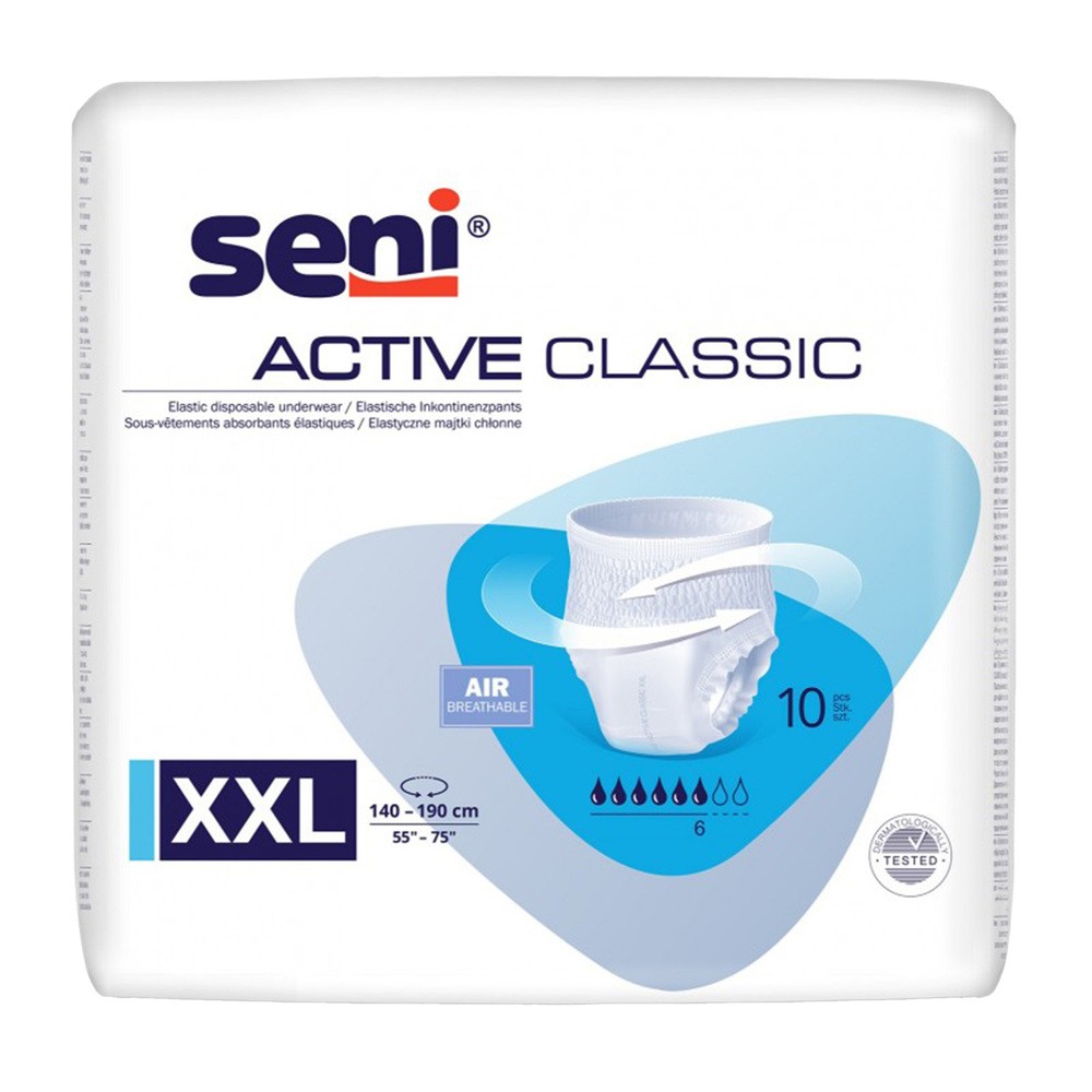 Seni Active Classic, majtki chłonne, XXL, 140-190 cm, 10 sztuk