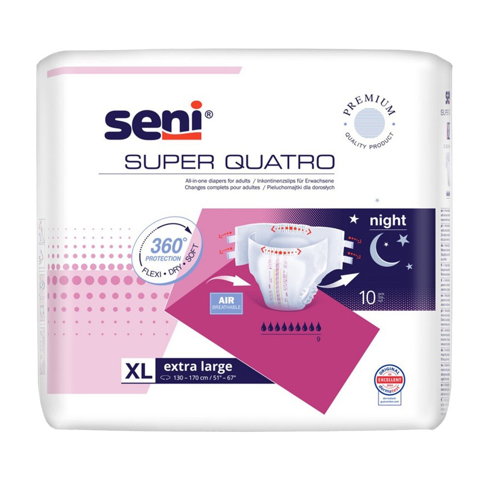 Seni Super Quatro, pieluchomajtki, XXL, 160-210 cm, 10 sztuk