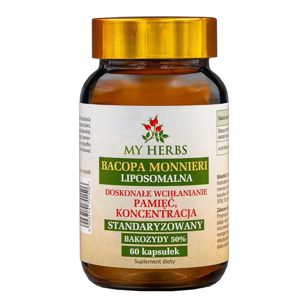 Bio Herbs, Bacopa Monnieri Liposomalna 50% Bakozydów Brahmi, 60 Kaps.