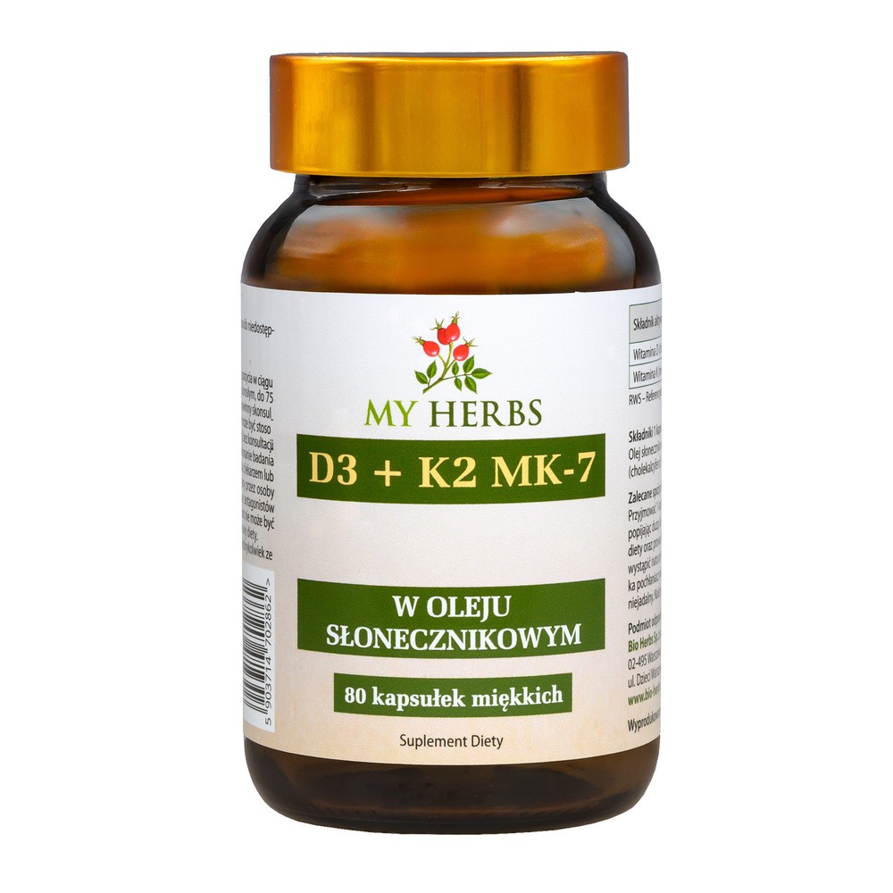 Bio Herbs D3+K2 MK7, kapsułki, 80 szt.