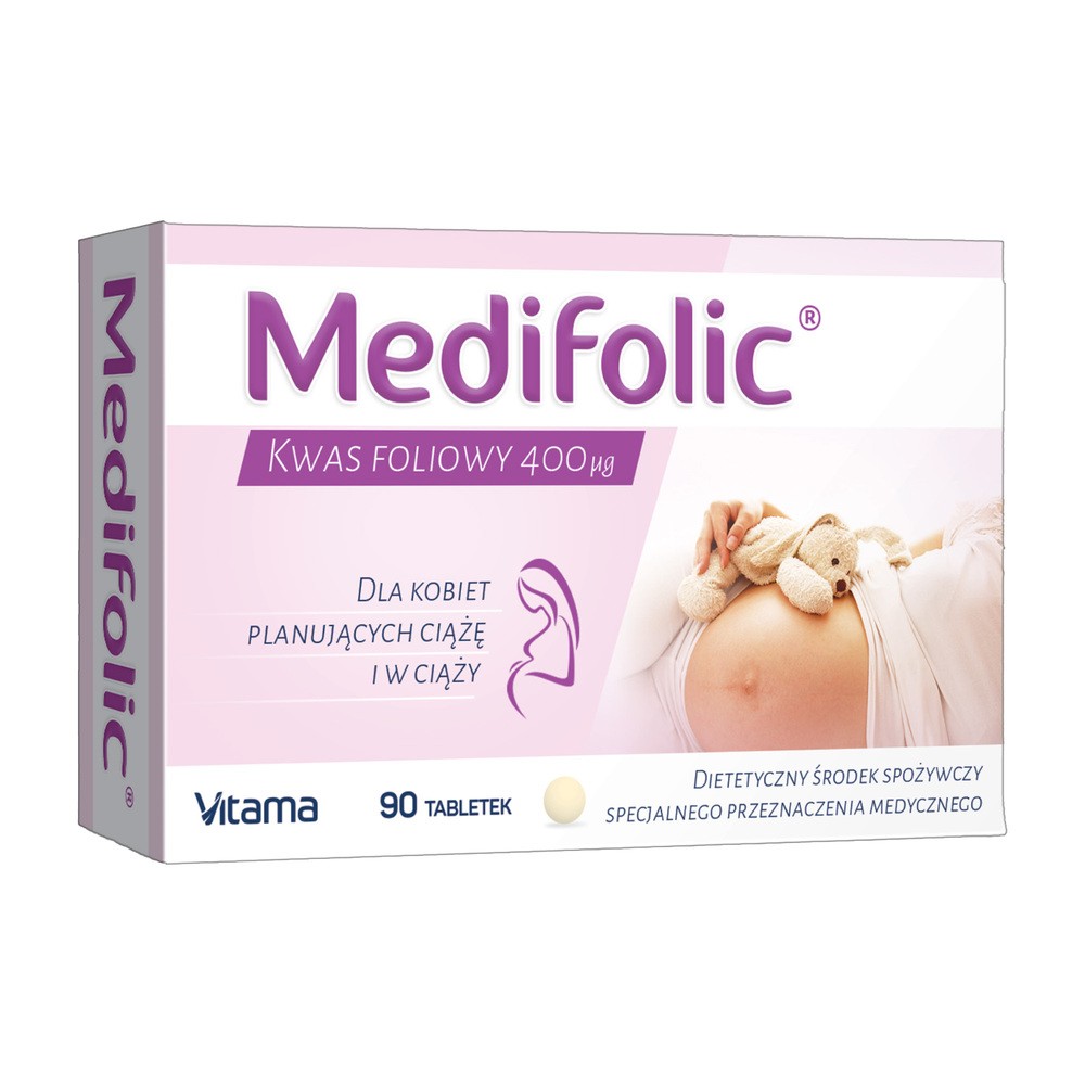 Medifolic, kwas foliowy 400 µg, 90 tabletek