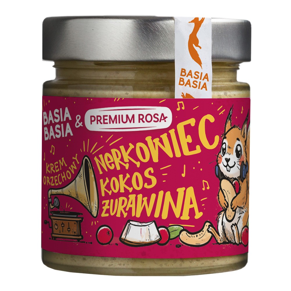 Basia Basia Premium Rosa Krem z orzechów nerkowca z kokosem i żurawiną 195 g