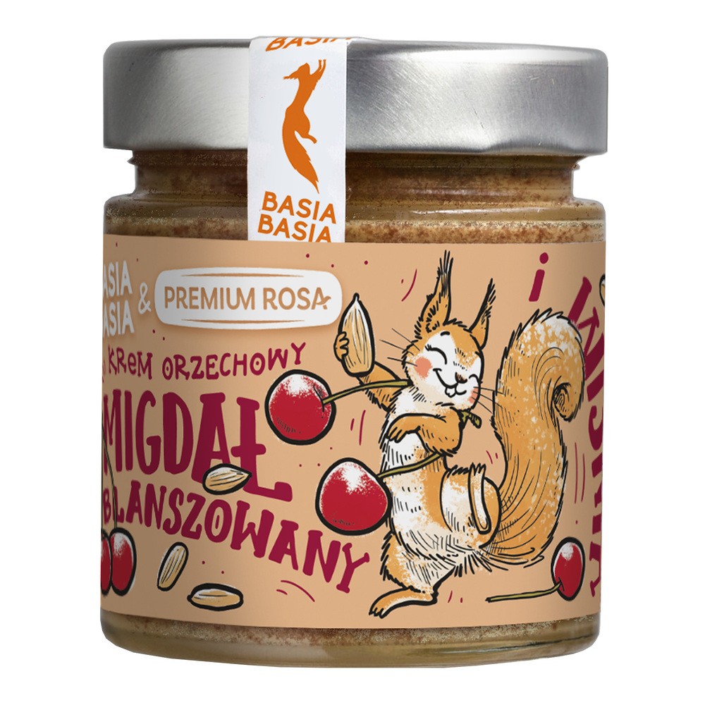 Basia Basia Premium Rosa Krem z migdałów, daktylami w proszku i liofilizowaną wiśnią 195 g - żywność