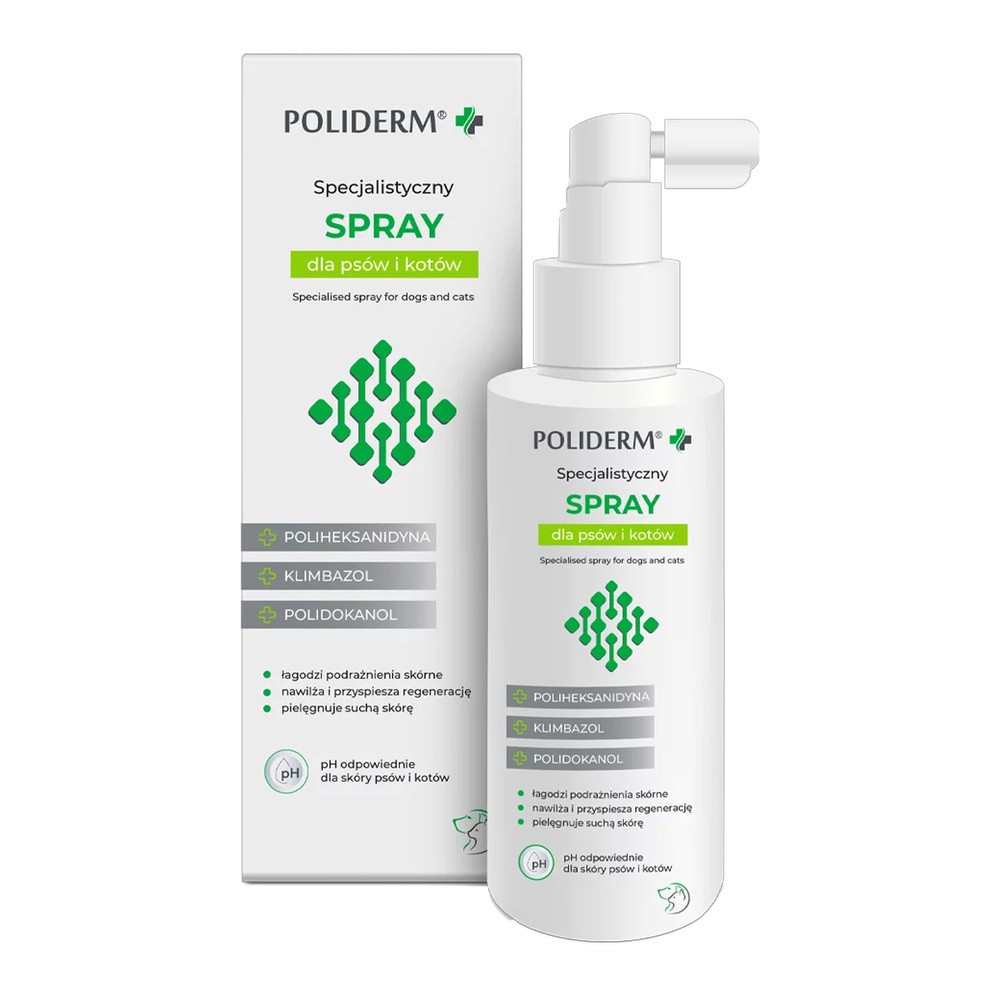 Poliderm Spray 100ml SPRAY NA ZMIANY SKÓRNE DLA PSÓW I KOTÓW