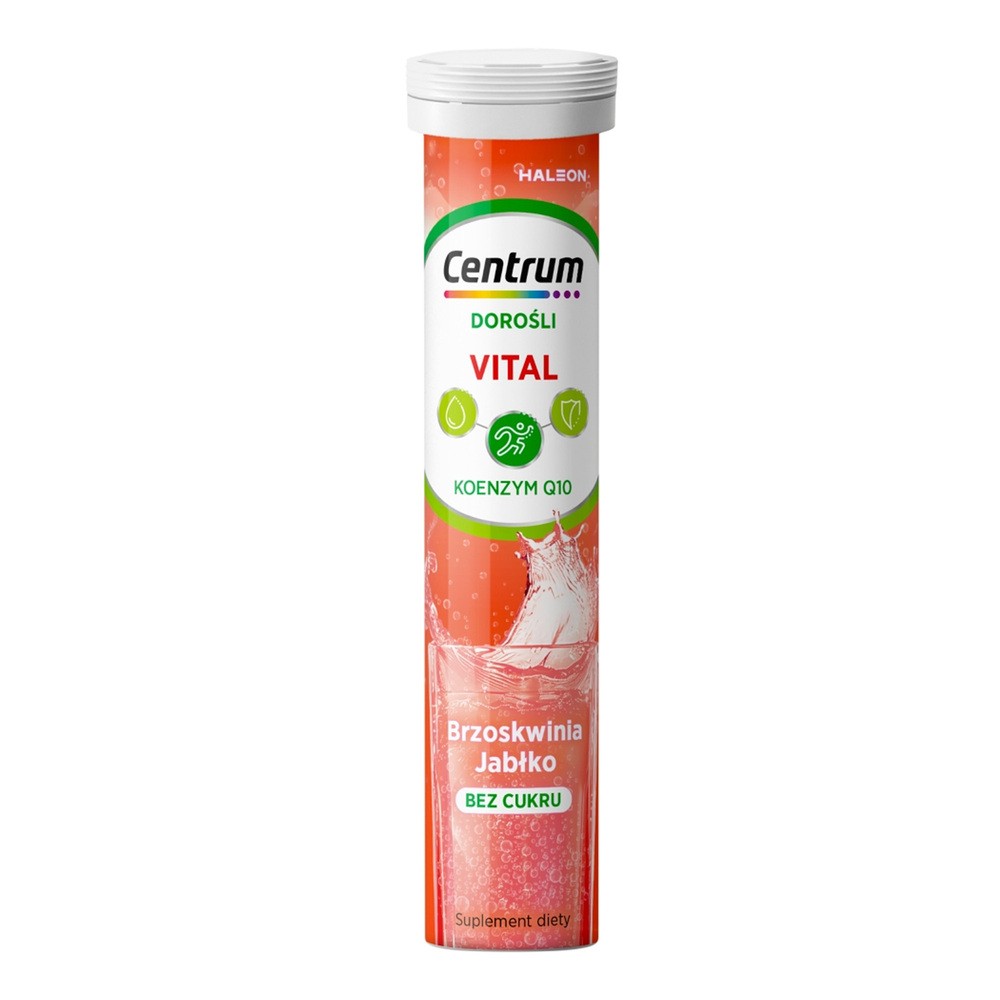 Centrum Vital Dorośli smak brzoskwiniowo jabłkowy bez cukru, 20 tabl. musujących