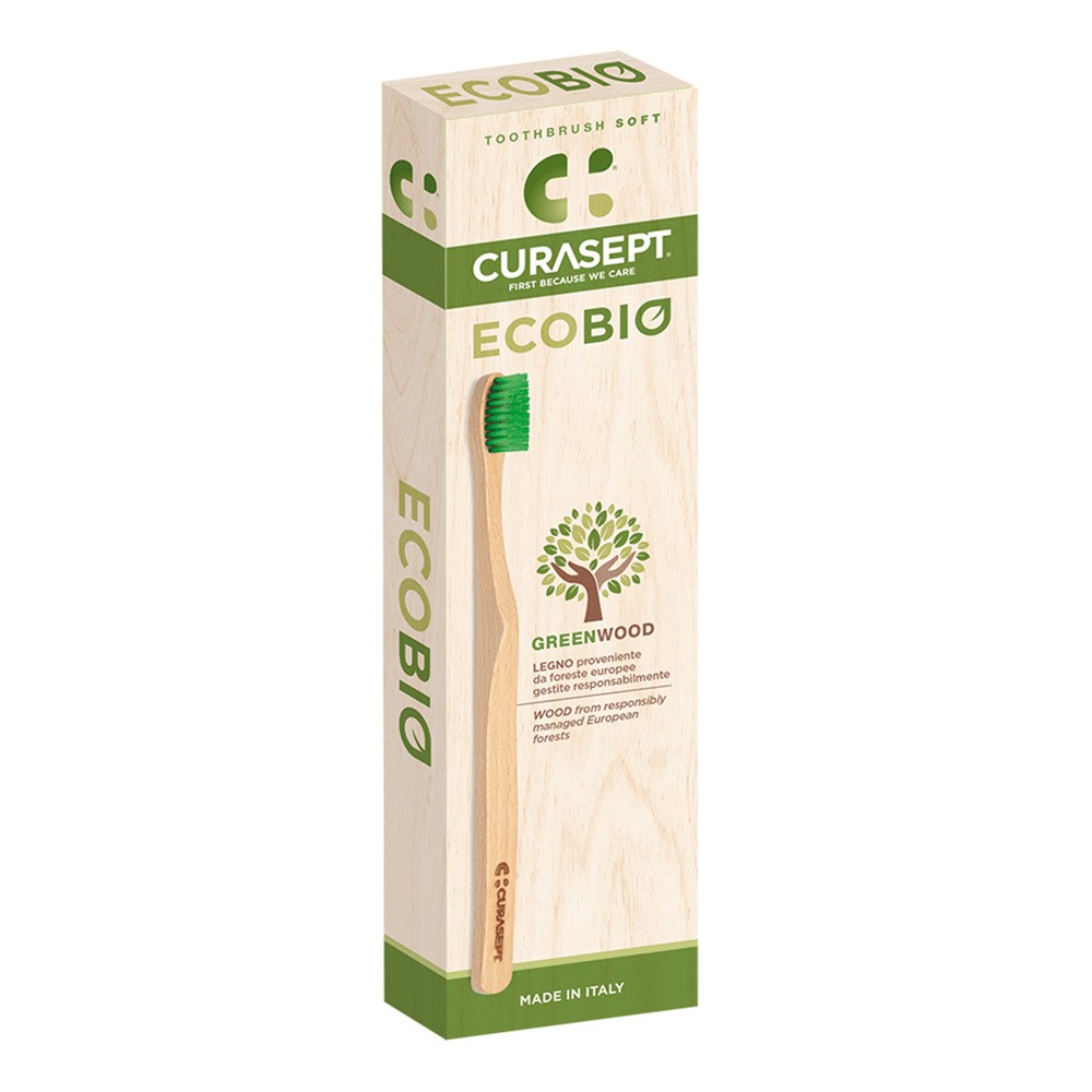 Curasept Ecobio, szczoteczka do zębów, miękka, drewniana, 1 szt.