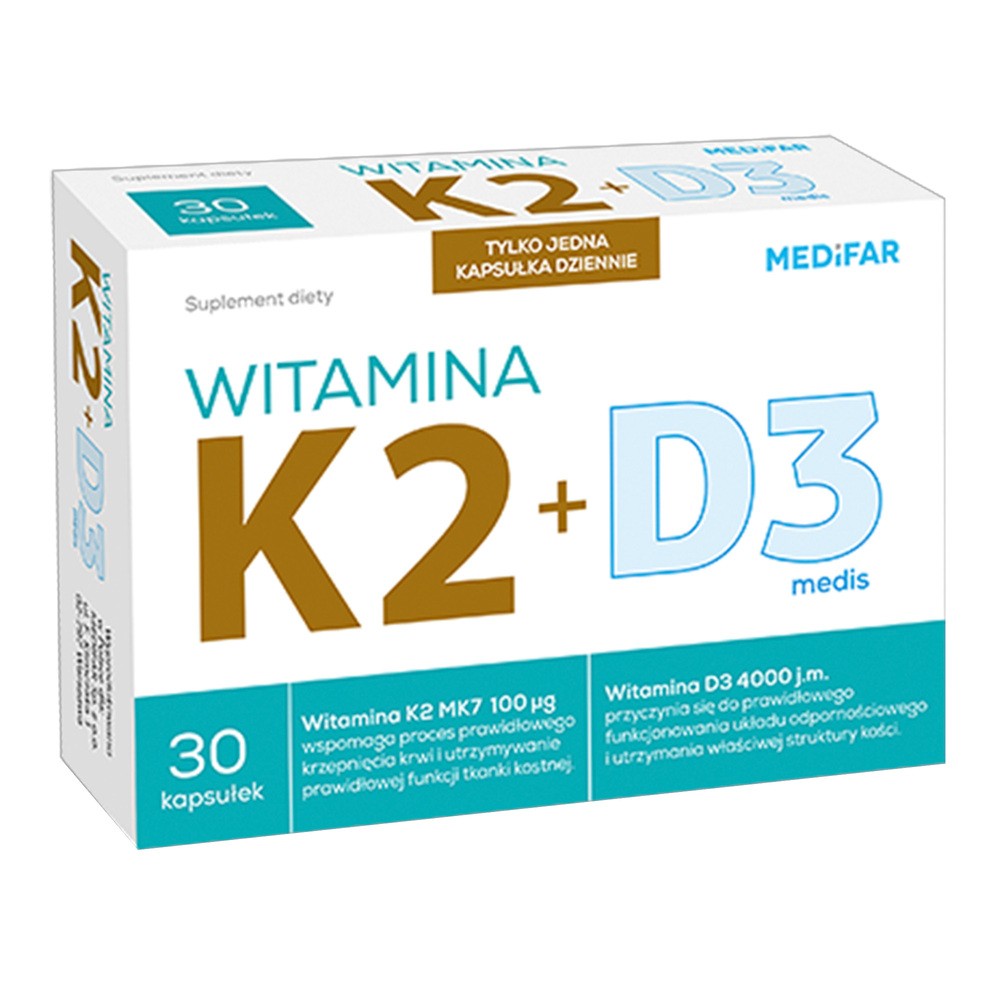 Medifar Witamina K2 100 + D3 4000, kapsułki, 30 szt.