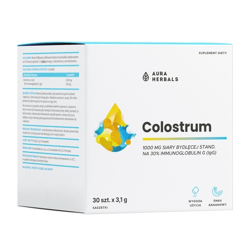 Colostrum, 1000 mg, bananowe, saszetki, 30 sztuk