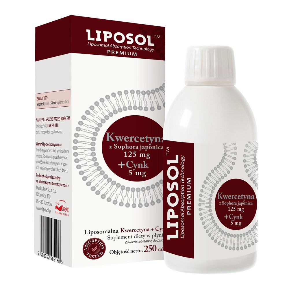 Liposol, Liposomalna Kwercetyna 125 mg + Cynk 5 mg, płyn, 250 ml