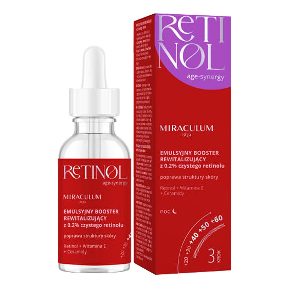 Miraculum Retinol Age-Synergy emulsyjny booster rewitalizujący na noc z 0,2% czystego retinolu 30 ml