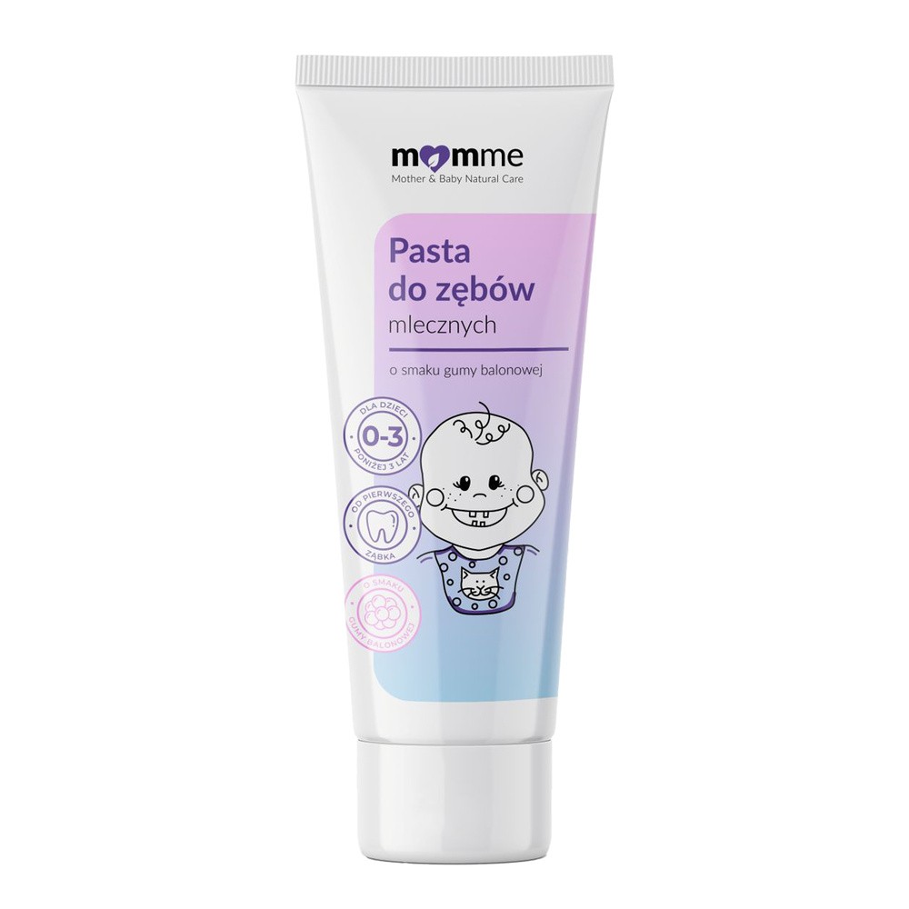 Momme, pasta do zębów dla dzieci 0-3 lat, smak gumy balonowej, 50 ml