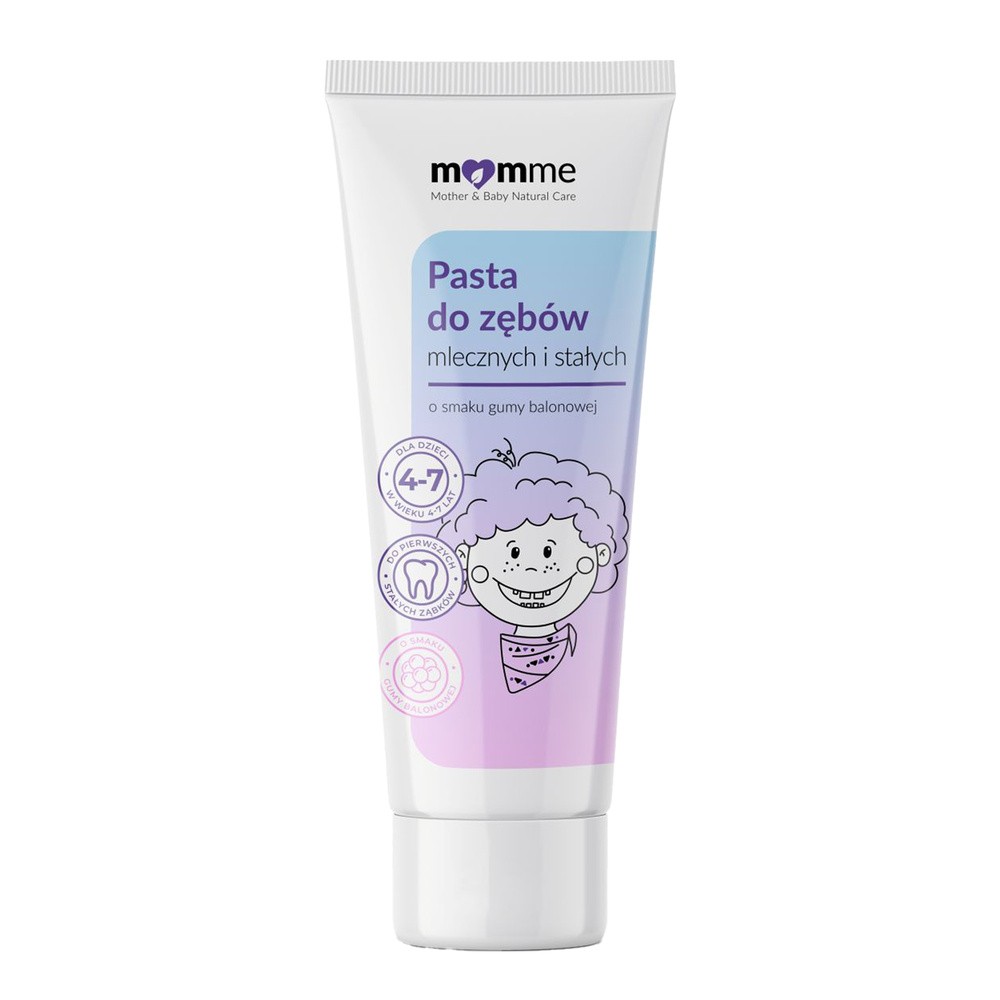 Momme, pasta do zębów dla dzieci 4-7 lat, smak gumy balonowej, 50 ml