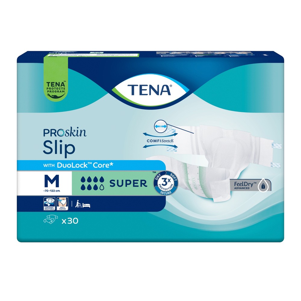TENA Slip ProSkin Super – pieluchomajtki (rozmiar M, 30 sztuk) – wyrób medyczny