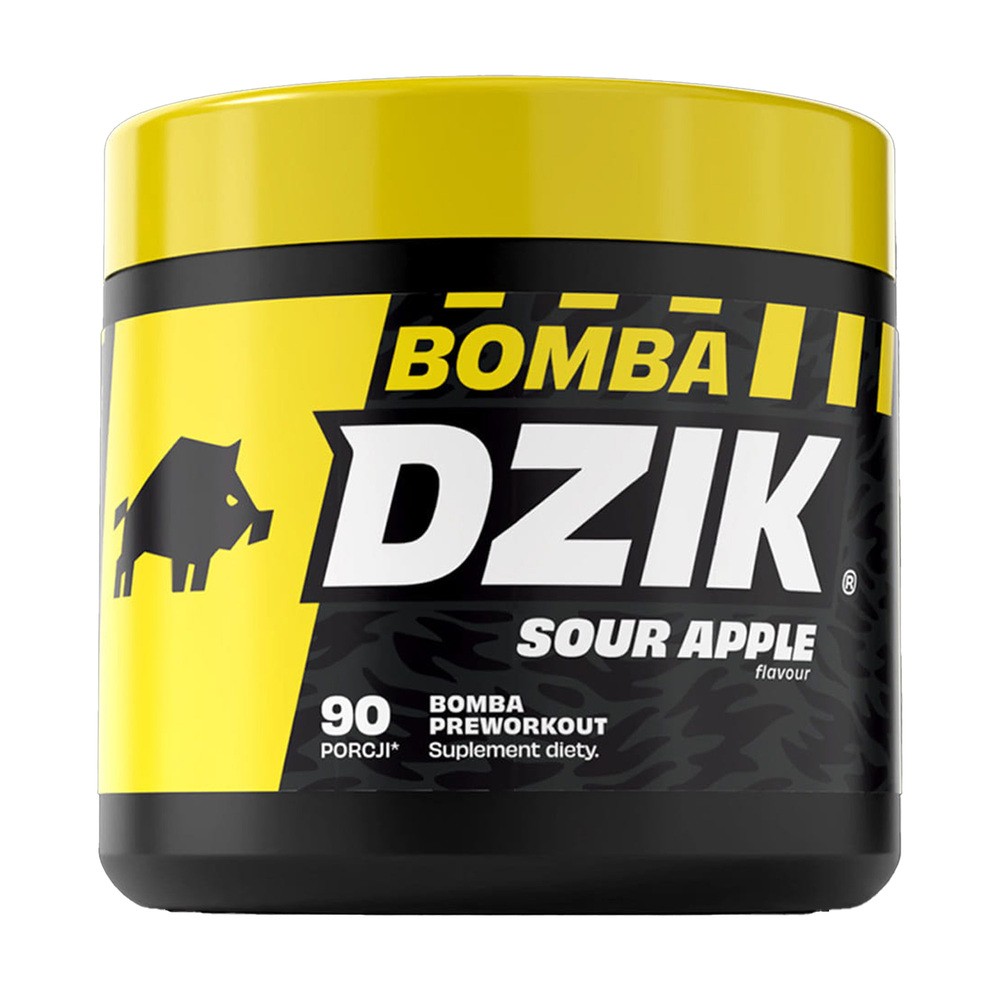 Dzik Bomba Preworkout Sour Apple, proszek, smak kwaśne jabłko, 300 g