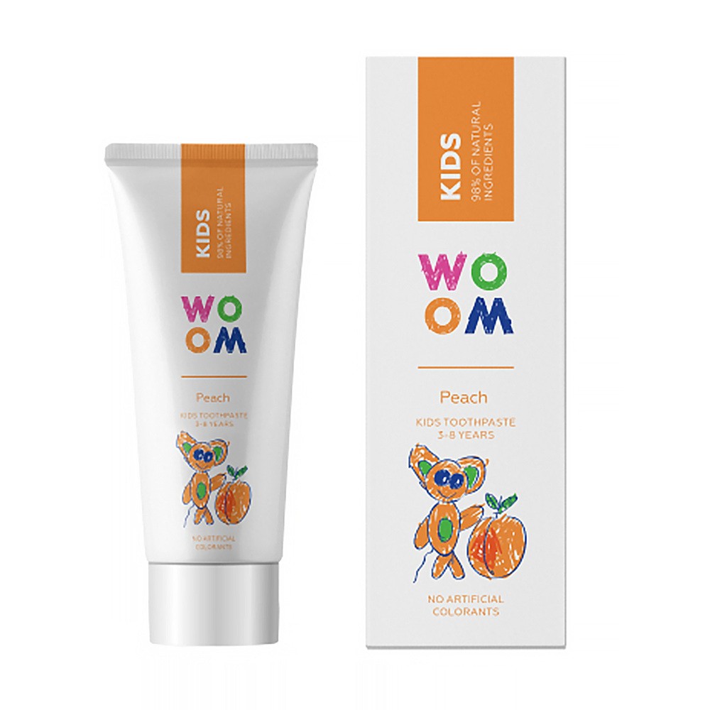 WOOM WOOM KIDS Peach 3-8 lat 50ml - pasta o smaku brzoskwiniowym dla dzieci