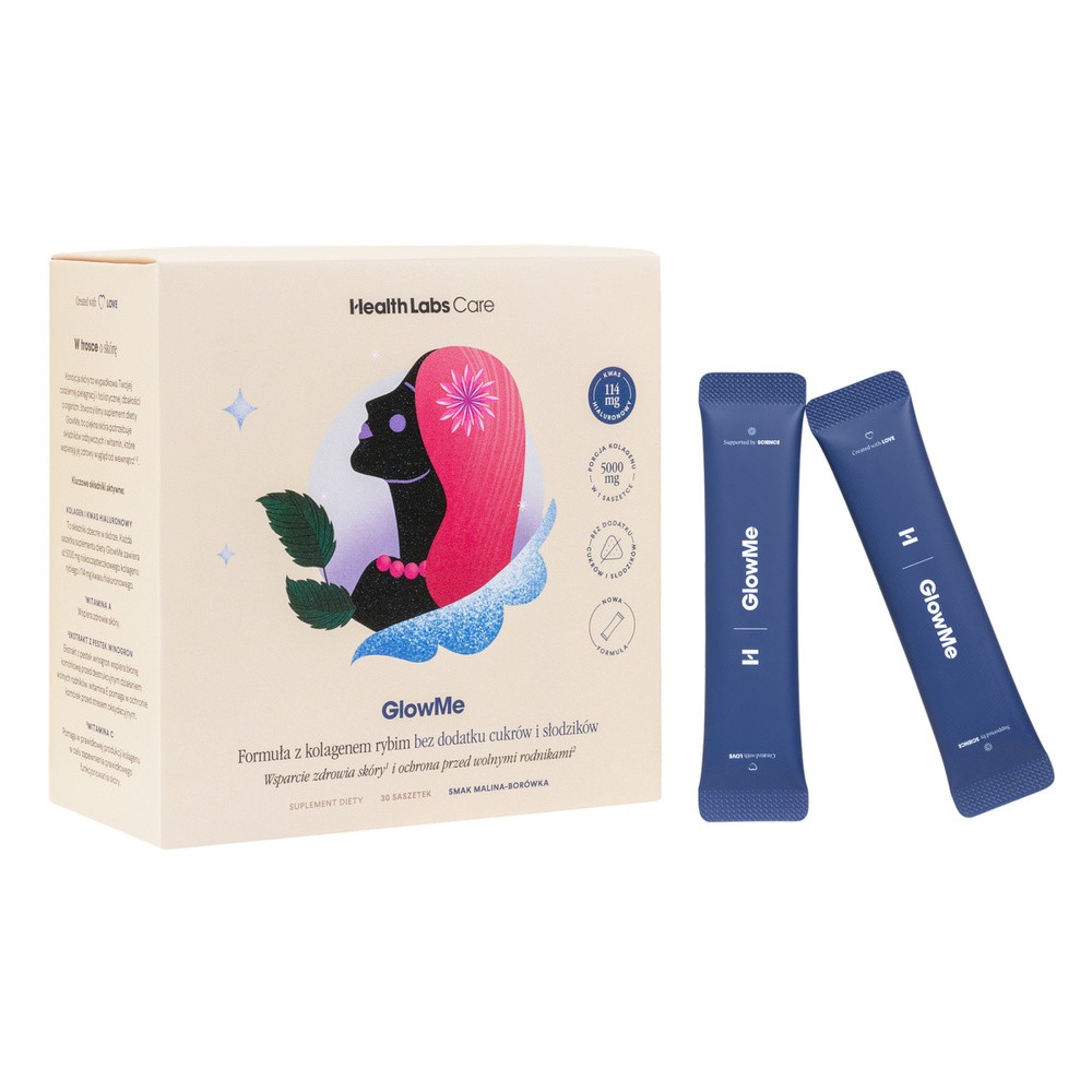 Health Labs Care, GlowMe, smak malina-borówka, saszetki, 30 sztuk