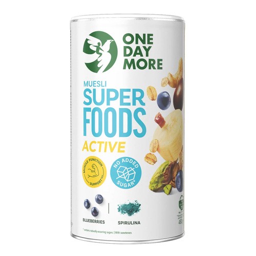 One Day More Musli bez cukru banan i spirulina 480g Tuba
