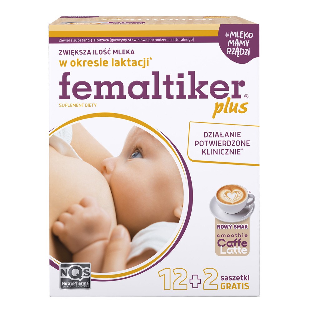 Femaltiker plus smak caffe latte, saszetki, 14 sztuk