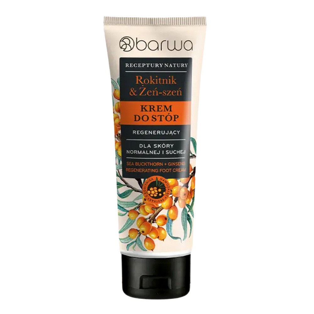 Barwa Receptury Natury, regenerujący krem do stóp, Rokitnik & Żeń-Szeń, 100 ml
