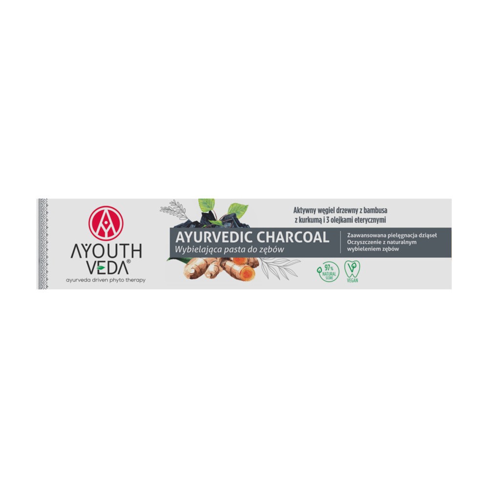 Ayurvedic Charcoal, wybielająca pasta do zębów, 100 g