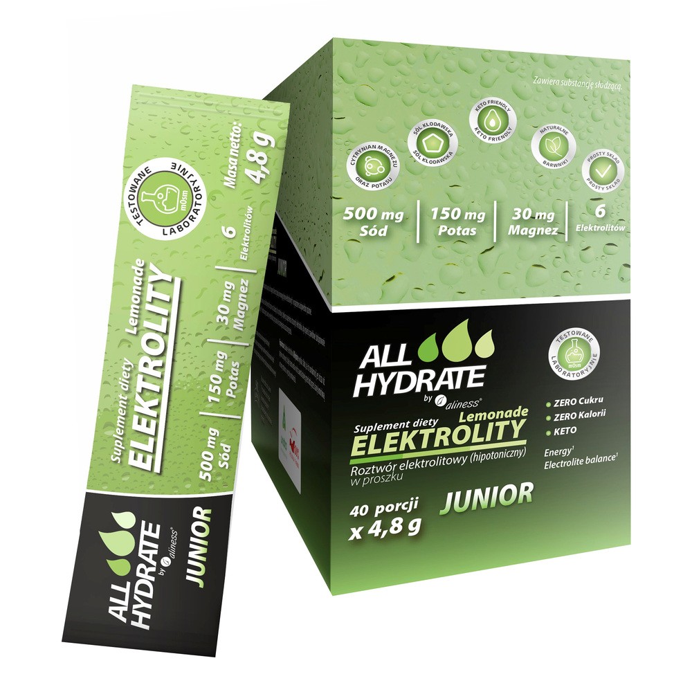 Allhydrate Elektrolity Stick Junior Smak Lemonade, 40 saszetek