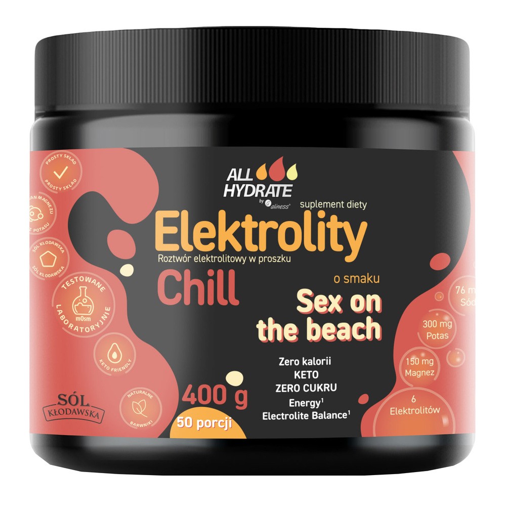 Allhydrate Elektrolity Chill o smaku Sex on the beach, 50 porcji (400 g)