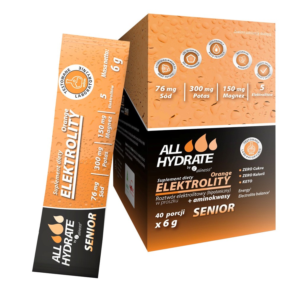 Allhydrate Elektrolity stick senior orange 6g x 40 sasz.