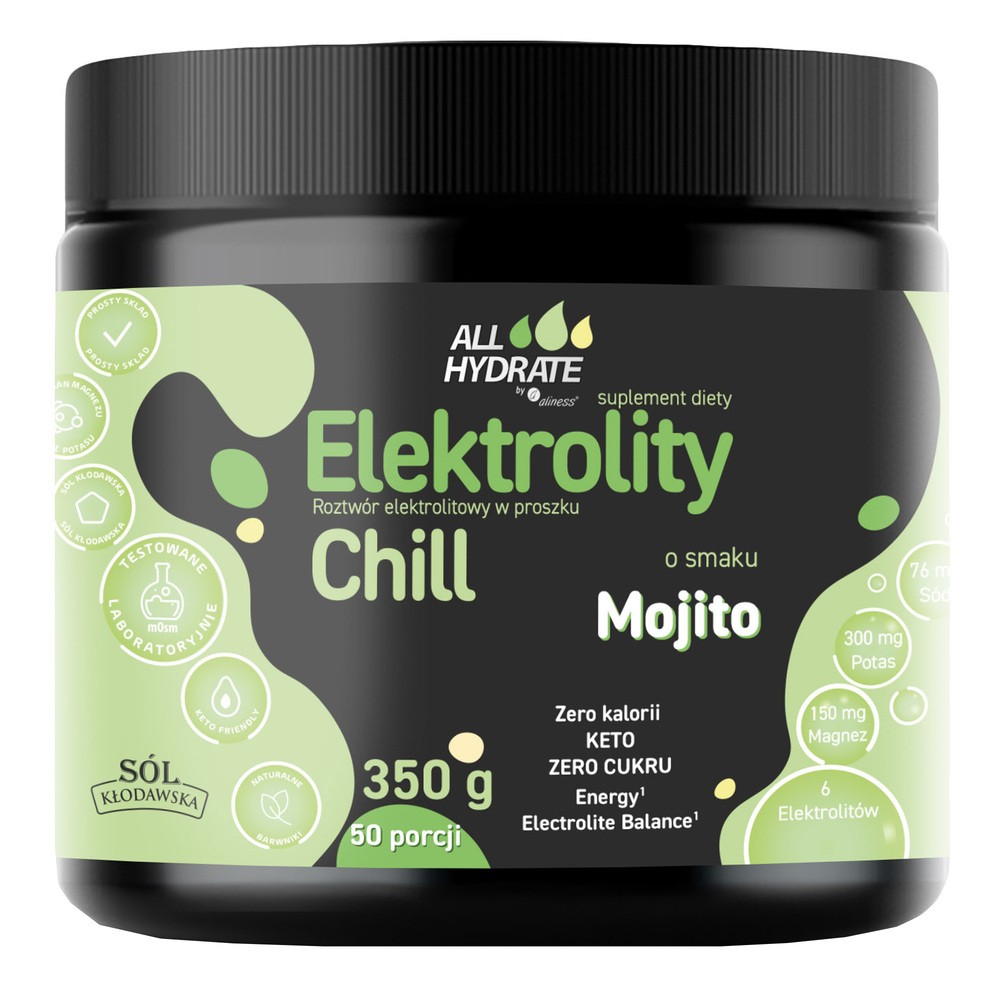 Allhydrate Elektrolity Chill o smaku mojito Proszek do rozpuszczania, 350 g