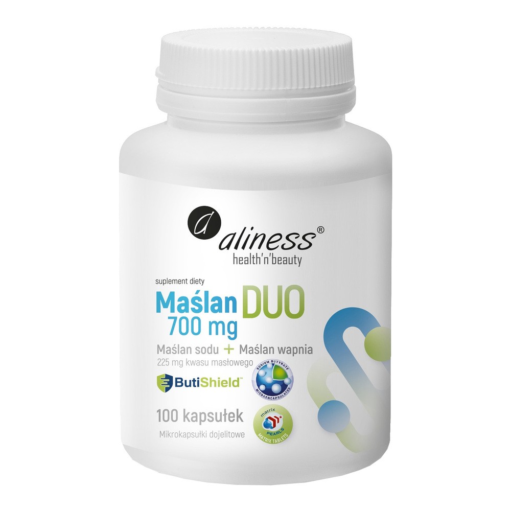 Aliness Maślan Duo 700 mg( wapnia+ sodu)225 mg kwasu masłowego, kapsułki 100 szt.