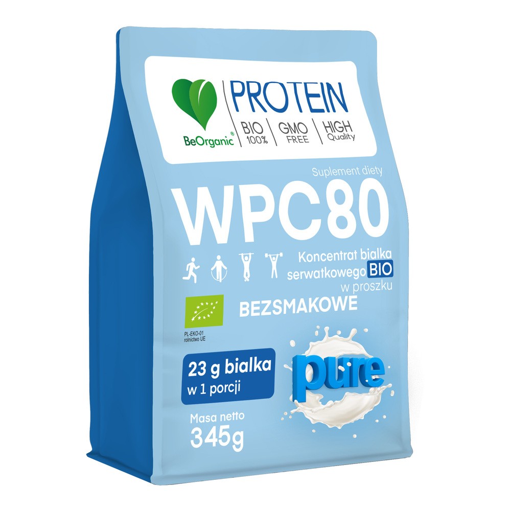 Białko Serwatkowe WPC 80 BIO Bezsmakowe Pure 345 g - BeOrganic