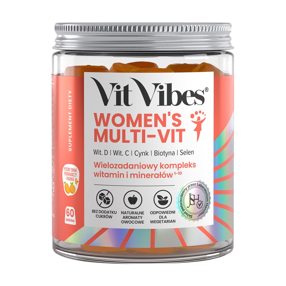 Vit Vibes Women's Multi-Vit żelki smak pomarańcza i mango, 60 szt.