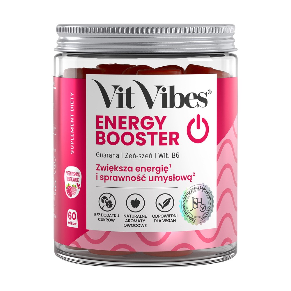 Vit Vibes Energy Booster żelki smak truskawkowy, 60 szt.