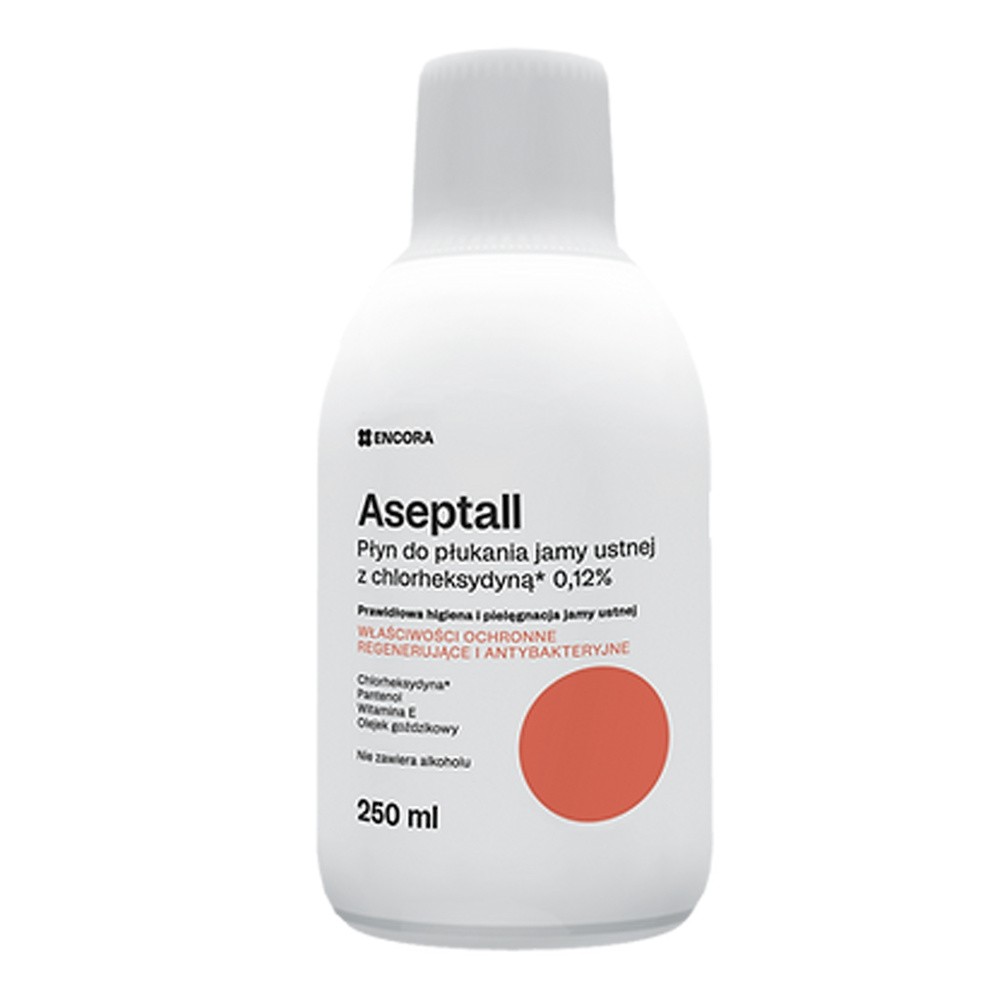Aseptall, płyn do płukania jamy ustnej z chlorheksydyną 0,12%, 250 ml