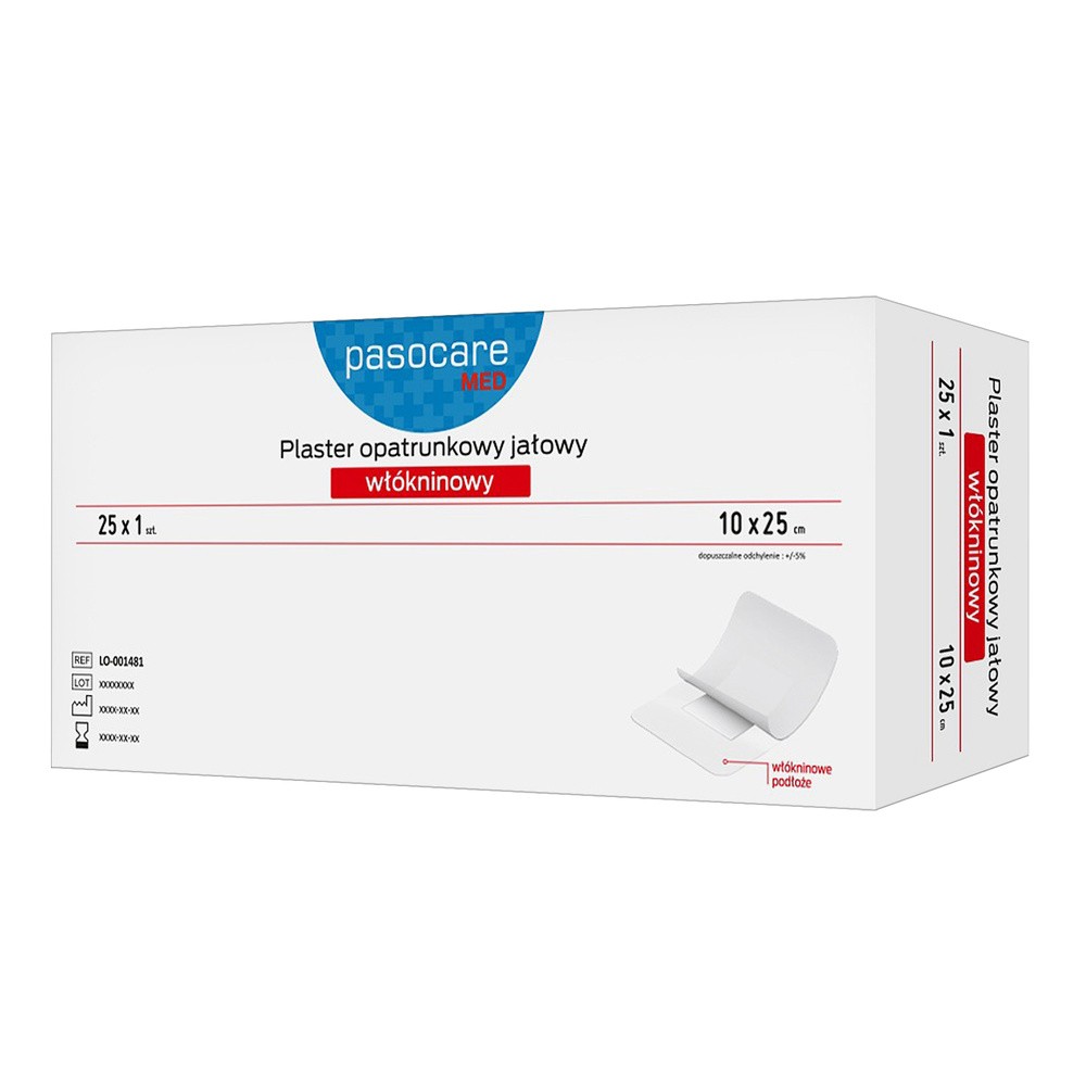Pasocare Med Plaster opatrunkowy jałowy, włókninowy 10 x 25 cm, 25 szt.
