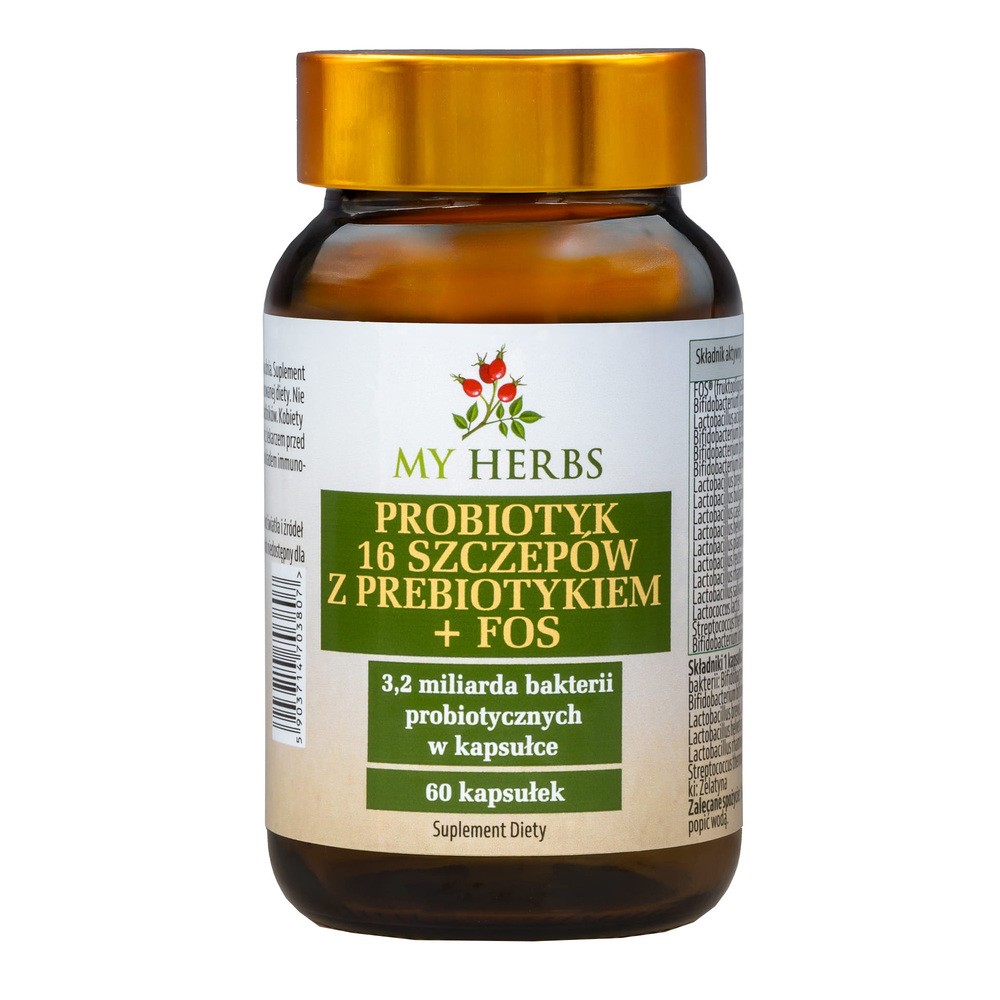 My Herbs Probiotyk 16 Szczepów z Prebiotykiem + FOS, kapsułki, 60 szt.